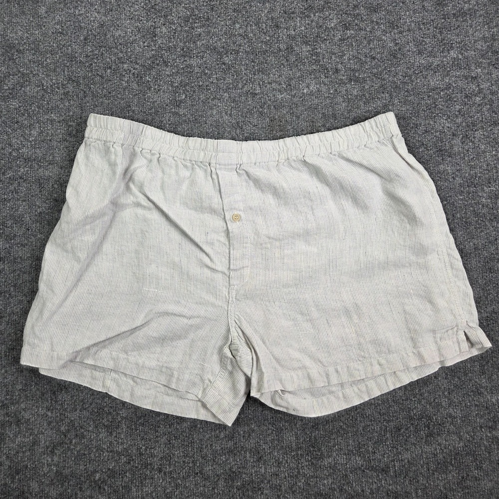 Rawganique Mens XL Joey Elastic 100% Raw Hemp Boxer Shorts Romania Striped Ivory